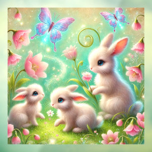 Fantasy Spring Bunny Garden Window Cling