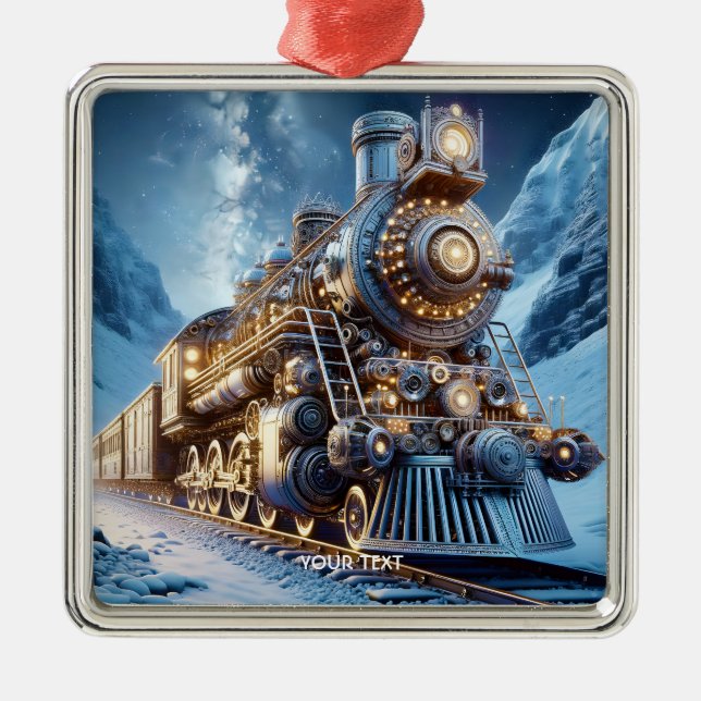 Fantasy Steam Train Winter Metal Tree Decoration (Front)
