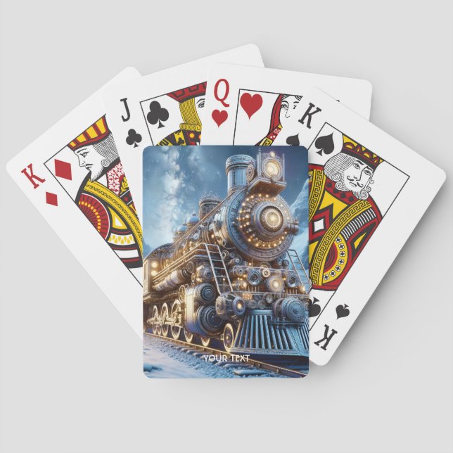 Fantasy Steam Train Winter Playing Cards (Back)