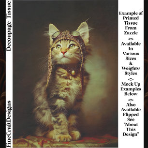 Fantasy Steampunk Aviator Kitten FB6L Decoupage Tissue Paper