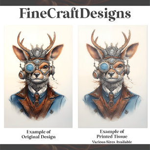 Fantasy Steampunk Reindeer Christmas D9 Decoupage Tissue Paper