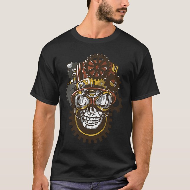 Fantasy Steampunk Skull T-Shirt (Front)