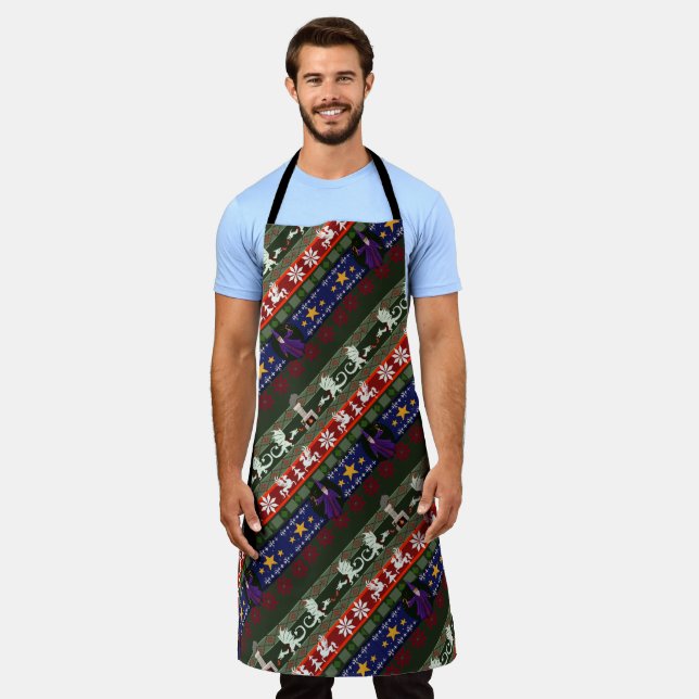 Fantasy Style Ugly Sweater Pattern Apron (Worn)