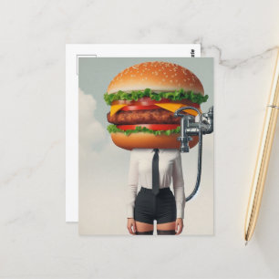 Fantasy Surreal Cheeseburger Woman  Postcard