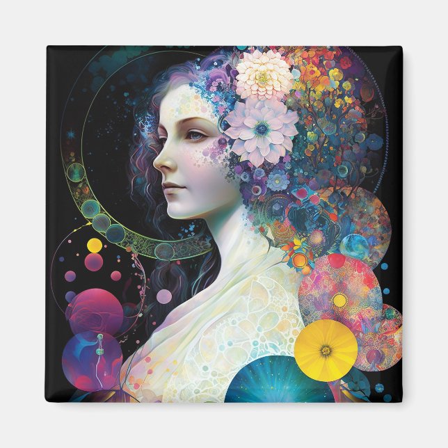 Fantasy Surreal Cosmic Woman Goddess  Magnet (Front)