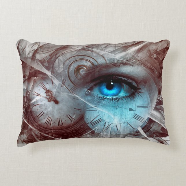 Fantasy surreal eye time clock decorative cushion (Front)