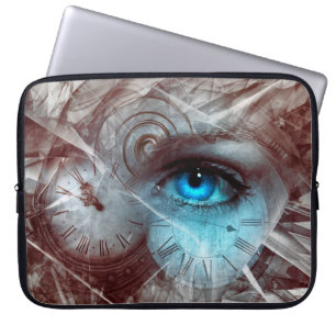 Fantasy surreal eye time clock laptop sleeve