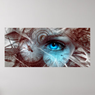 Fantasy surreal eye time clock poster