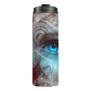 Fantasy surreal eye time clock thermal tumbler