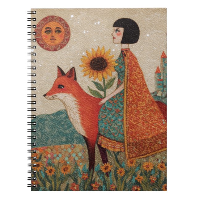 Fantasy Surreal Woman and Her Red Fox Notebook (Front)