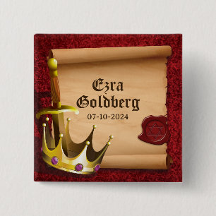 Fantasy Sword Crown Mediaeval Knight Bar Mitzvah 15 Cm Square Badge