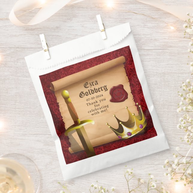 Fantasy Sword Crown Mediaeval Knight Bar Mitzvah Favour Bags (Clipped)