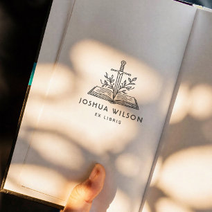 Fantasy Sword Personalized Ex Libris Book Self-inking Stamp