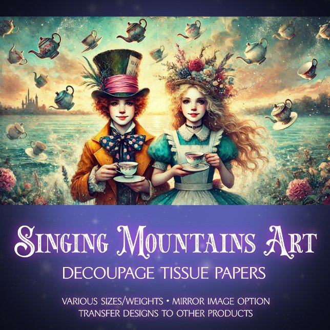 Fantasy Tea Party Alice and Mad Hatter Decoupage Tissue Paper (Creator Uploaded)