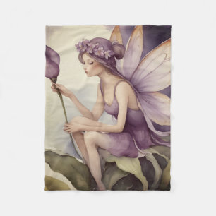 Fantasy the purple fairy fleece blanket