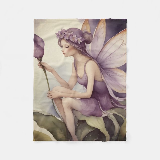 Fantasy the purple fairy fleece blanket (Front)