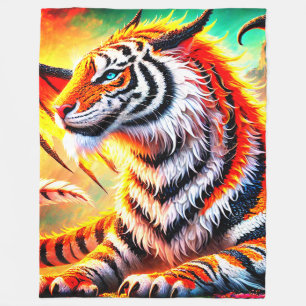 Fantasy Tiger Design Fleece Blanket