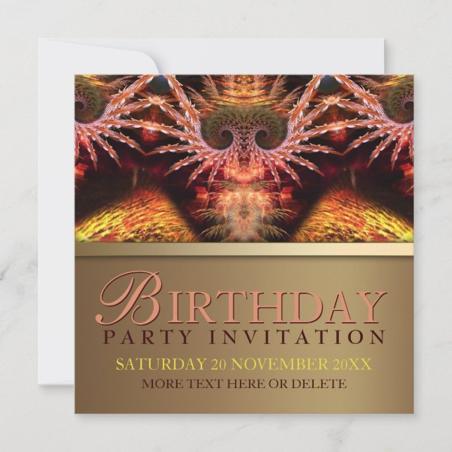 Fantasy Trance Golden Birthday Party Invitation (Front)