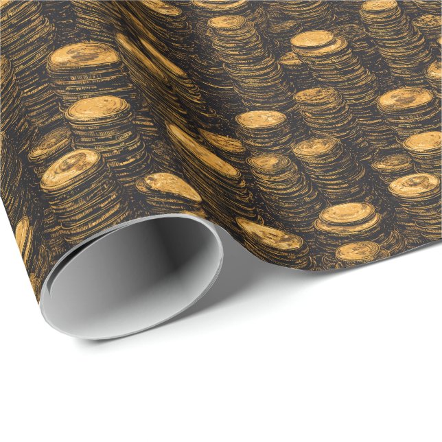 Fantasy Treasure Coins D&D Gold Coins Wrapping Paper (Roll Corner)