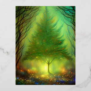 Fantasy Tree Foil Holiday Postcard