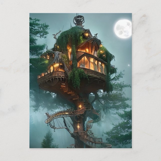 Fantasy Tree House Digital Art  Postcard (Front)