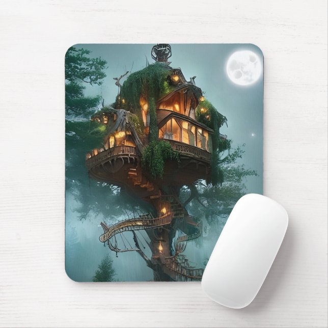 Fantasy Tree House Digital Artwork   Mouse Mat (With Mouse)