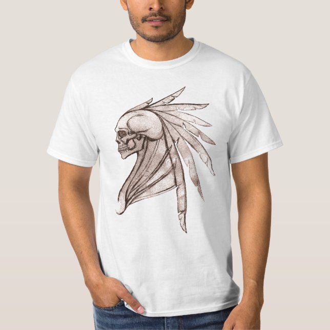 Fantasy Tribal Wing Indian Skull Men's T-Shirt (Front)