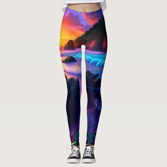 Fantasy Tropical Beach One Leggings (Front)