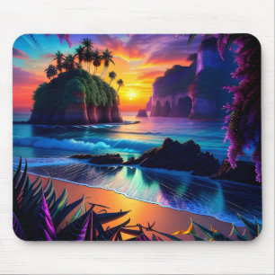 Fantasy Tropical Beach Three Mouse Mat