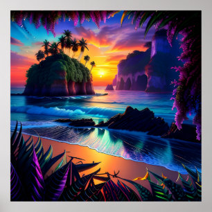 Fantasy Tropical Beach Three Poster
