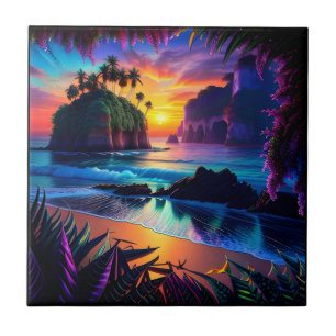 Fantasy Tropical Beach Three Tile