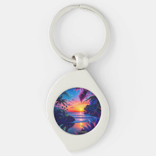 Fantasy Tropical Beach Two Key Ring