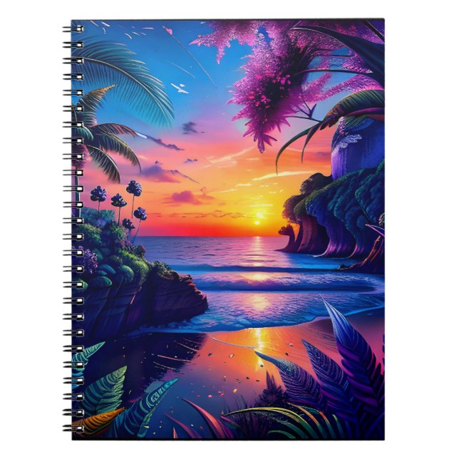 Fantasy Tropical Beach Two Notebook (Front)