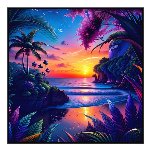 Fantasy Tropical Beach Two Photo Print (Front)