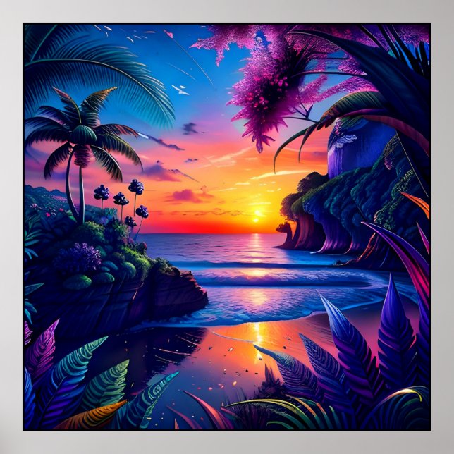 Fantasy Tropical Beach Two Poster (Front)