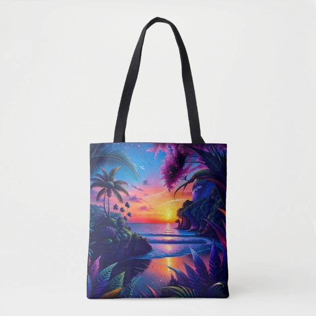 Fantasy Tropical Beach Two Tote Bag (Front)
