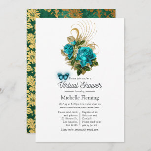 Fantasy Turquoise and Gold Virtual Shower Invitation