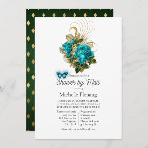 Fantasy Turquoise - Teal and Gold Shower by Mail Invitation