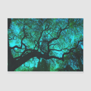Fantasy Turquoise Tree Silhouette Tissue Paper