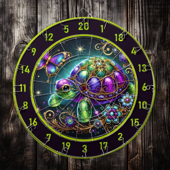 Fantasy Turtle Butterfly Rustic Lodge Decor Dartboard (Creator Uploaded)