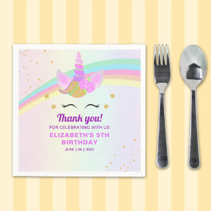 Fantasy Unicorn Birthday Girl Party Napkin