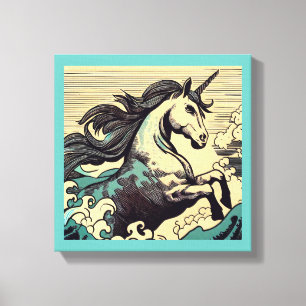 Fantasy Unicorn - Woodcut 3 Canvas Print