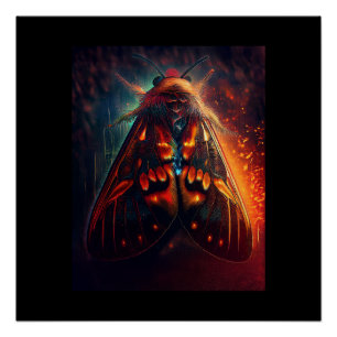 Fantasy Version Of A Clown Face Tiger Moth Poster