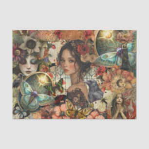 Fantasy Victorian Girl Gothic Collage Decoupage Tissue Paper
