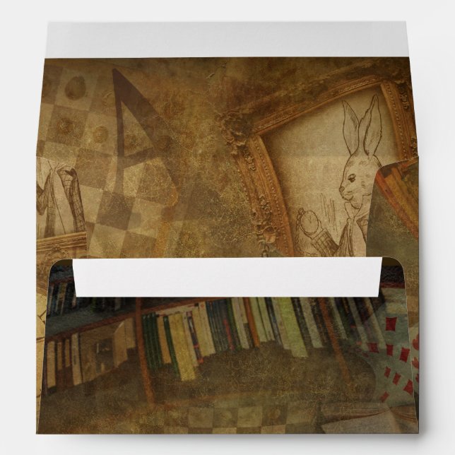 Fantasy Vintage Alice in Wonderland Birthday Party Envelope (Back (Bottom))