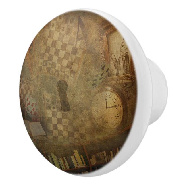 Fantasy Vintage Alice in Wonderland Office Bedroom Ceramic Knob (Right)