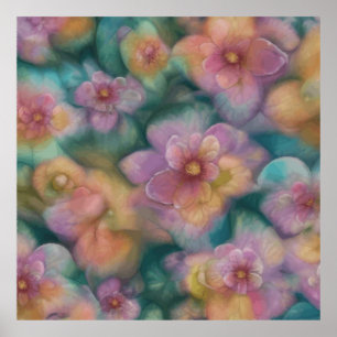 Fantasy Vintage Flowers Painted In Watercolor  Poster