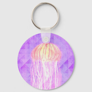 Fantasy Violet Purple Artistic Jellyfish Key Ring