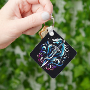 Fantasy Warrior Mystic Dragon Sword Flame Key Ring