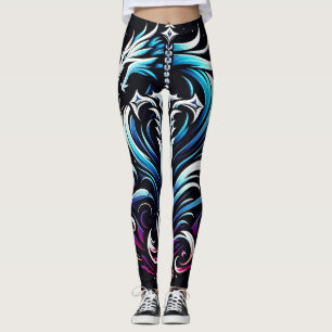 Fantasy Warrior Mystic Dragon Sword Flame Leggings
